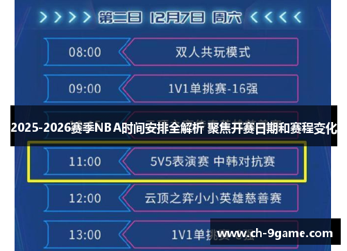 2025-2026赛季NBA时间安排全解析 聚焦开赛日期和赛程变化