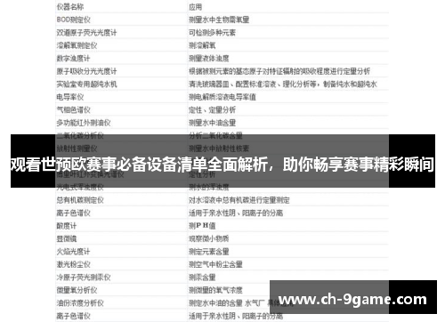观看世预欧赛事必备设备清单全面解析,助你畅享赛事精彩瞬间 观看世预欧赛事必备设备清单全面解析,助你畅享赛事精彩瞬间